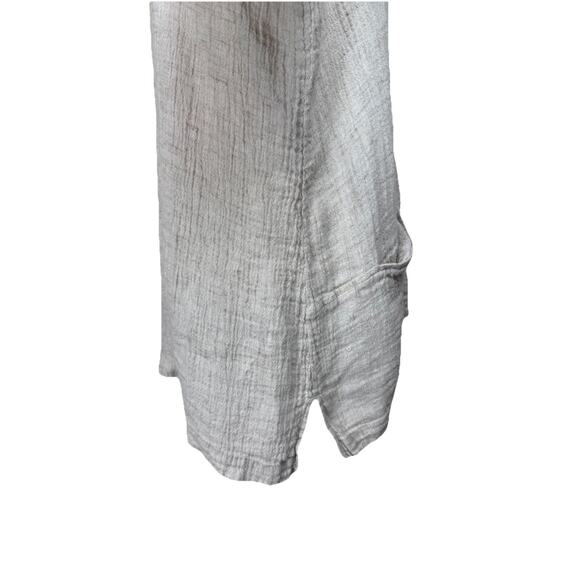 Pure Jill 100% Linen Crepe Button Up Long Sleeve Tunic Cardigan Beige Sz XL - Picture 6 of 15